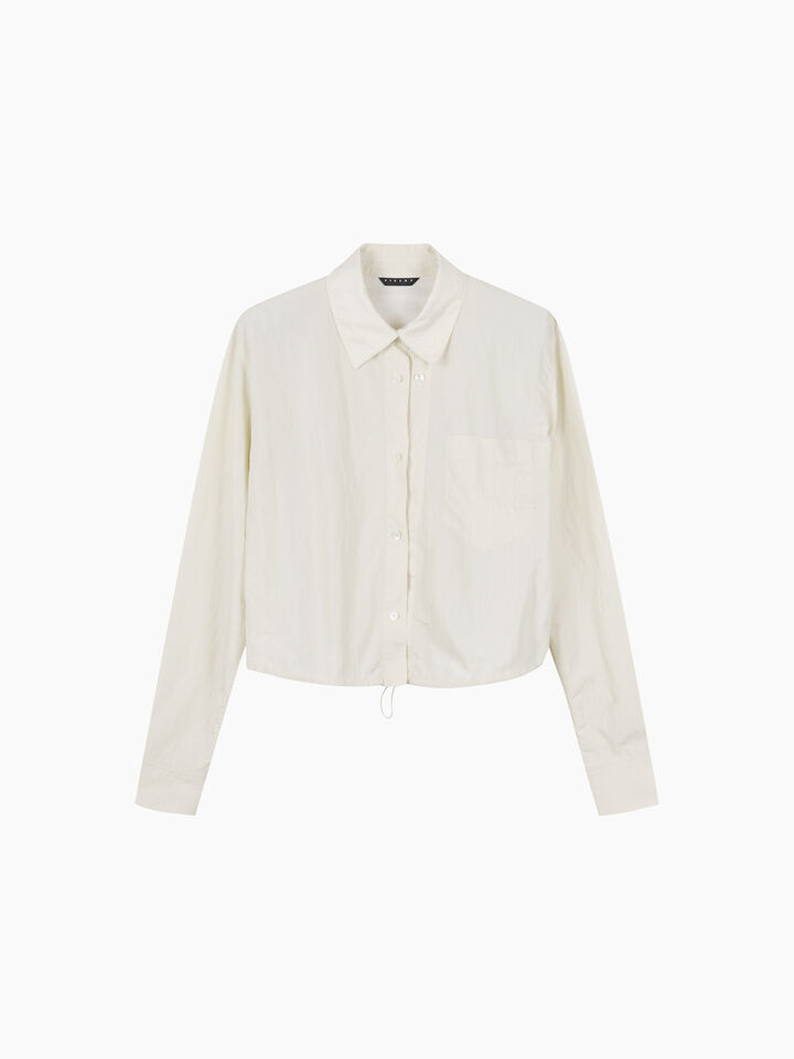 Camicia cropped crema con coulisse - sisley k camicie - Bianco Panna | Sisley K image number 1